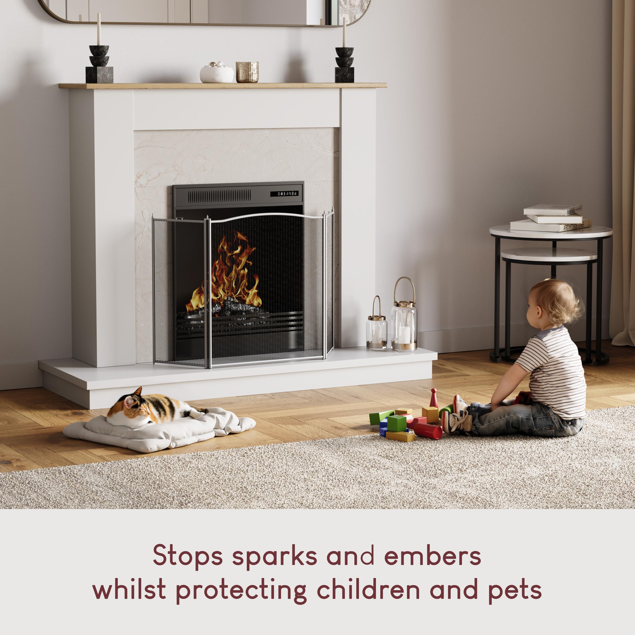 Home Discount Denton 3 Pannello Fuoco Schermo Scintilla Protezione, Peltro