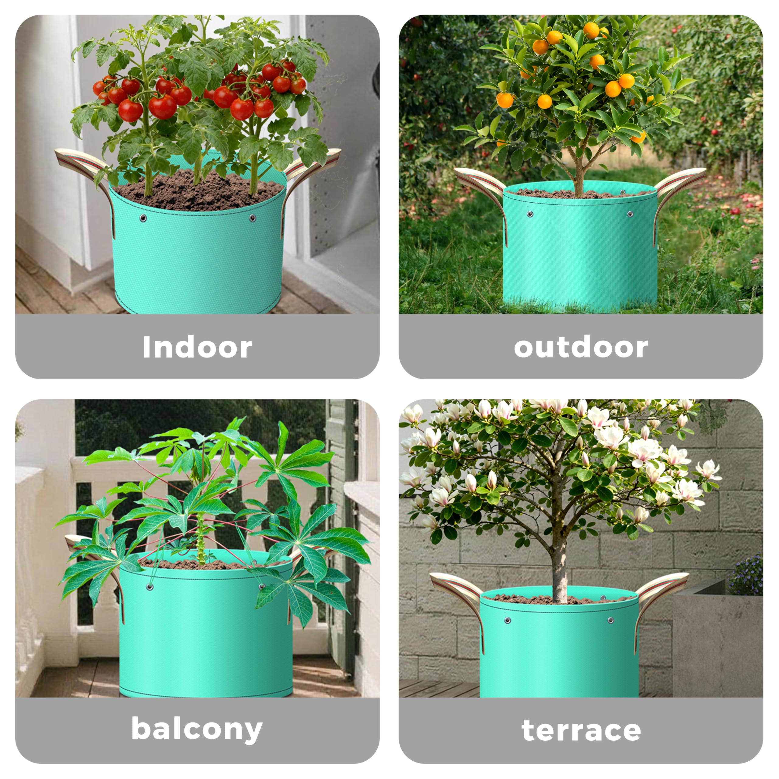 Lot de 7 Sacs de Culture pour Pommes de Terre de 11 litres, Sacs de Plantation PE avec Trous de Liaison et Trous d'écoulement pour légumes, Fraises, Fleurs