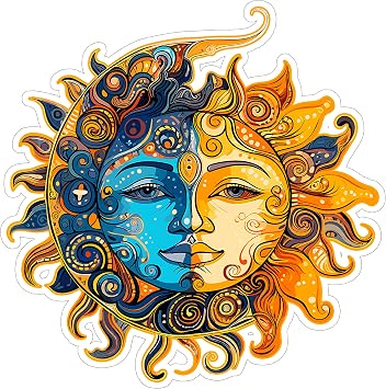 Sun and Moon Waterproof Vinyl Sticker 4 Inch Decal