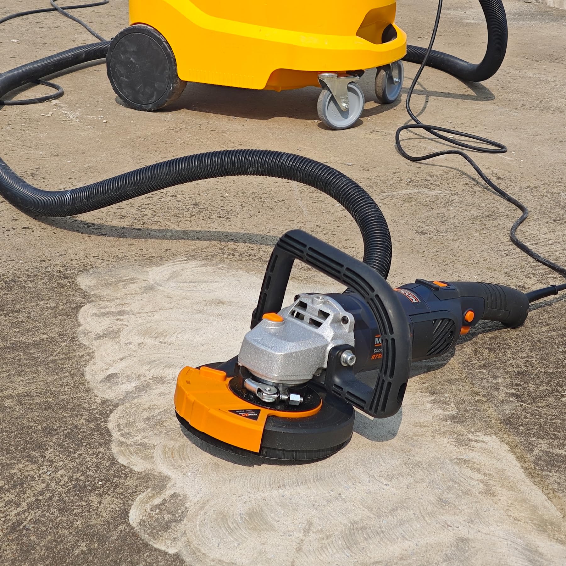 Lijadora de Hormigón MAXXT : amoladora 125 con motor de 1500W, 1000-8500rpm, 7 niveles velocidad，Borde lateral ajustable, para pisos de concreto/aceras/estacionamientos/almacenes