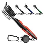 Yoport Golf Club Brush and Club Groove Cleaner 2 Ft Retractable Zip-line Aluminum Carabiner, Lightweight and Stylish, Ergonomic Design, Easily Attaches to Golf Bag(Red)