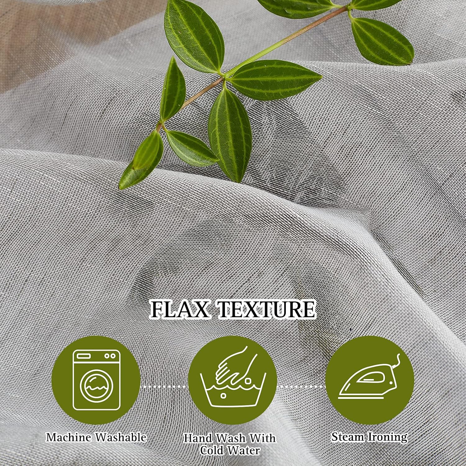 NICETOWN Grommet Linen Sheer Curtains for Sliding Glass Door, Privacy with Enough Light Through Semitransparent Sheer Drapes for Bedroom, Grey, 100W x 96L, 1 Piece