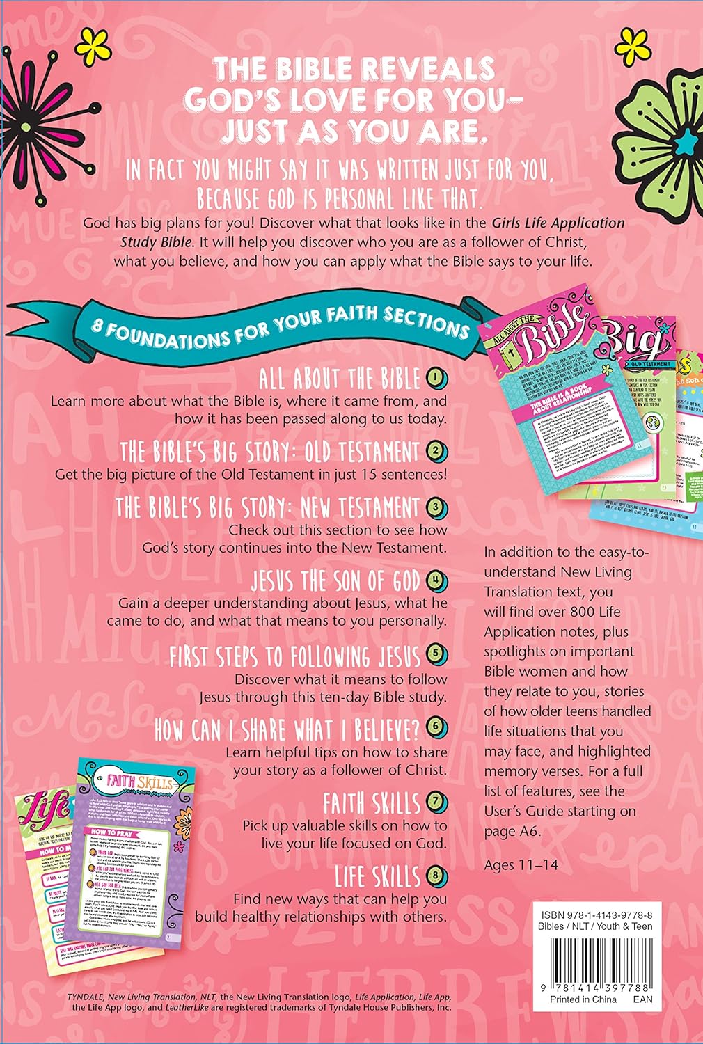 Tyndale NLT Girls Life Application Study Bible, TuTone (LeatherLike, Purple/Teal), NLT Bible with Over 800 Notes and Features, Foundations for Your Faith Sections