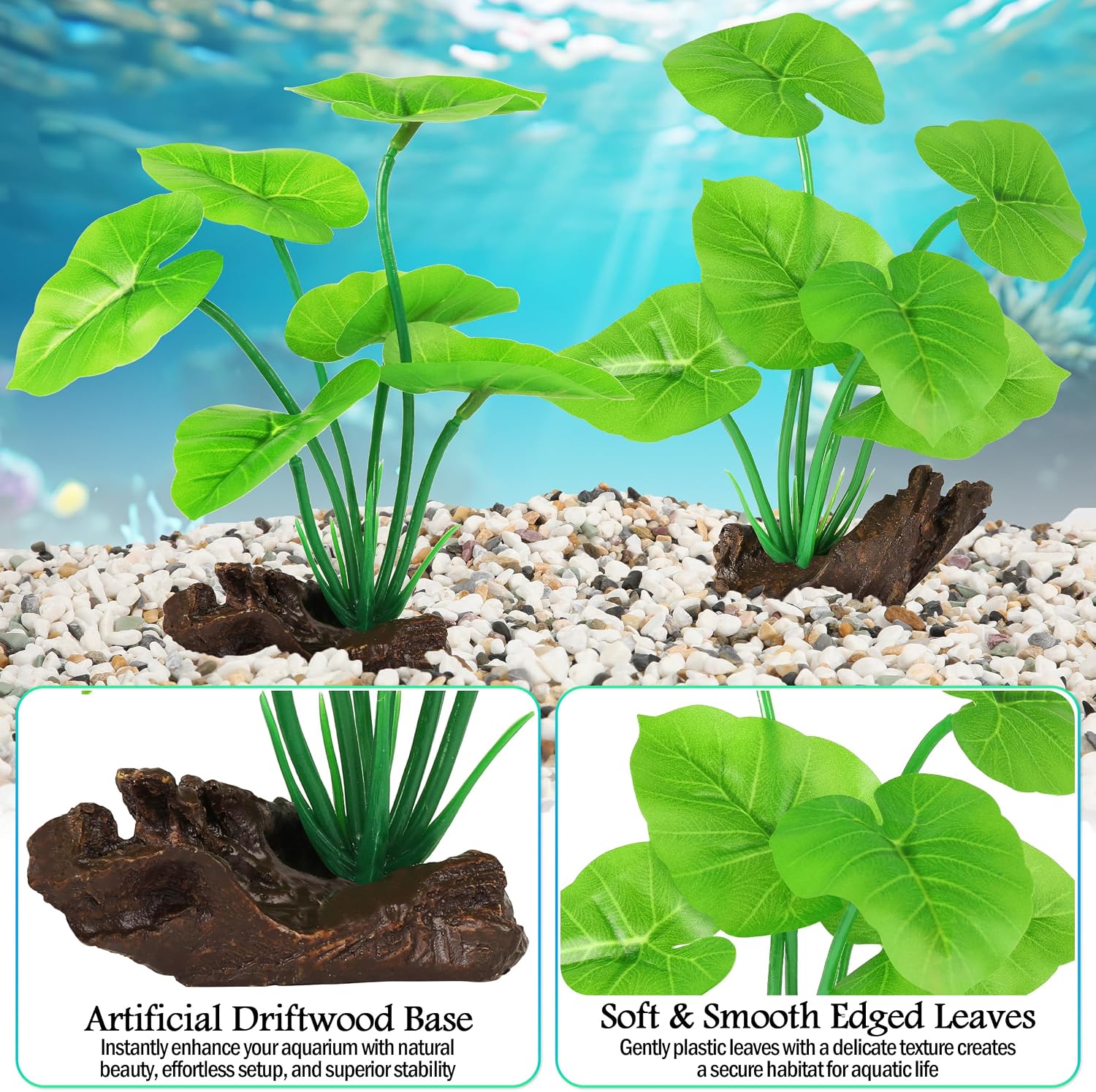 MyLifeUNIT Fish Tank Decor, Silk Aquarium Plants and Hollow Tree Trunk Decor for Betta, Goldfish, Turtle, Reptile Decoration image 5