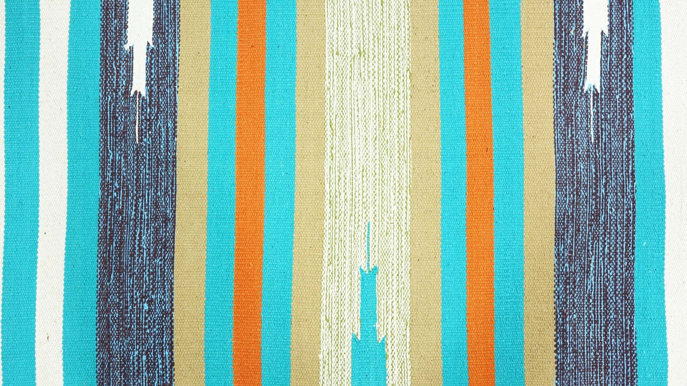 Knallbunter Kelim Teppich 60x120 Handgewebt Mehrfarbig Streifen Handarbeit 14