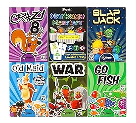 Regal Games Card Games for Kids - Go Fish, Crazy 8's, Old Maid, Slap Jack, Garbage Monster, War - Simple & Fun Classic Family Table Games - Games May Vary (6 Set)