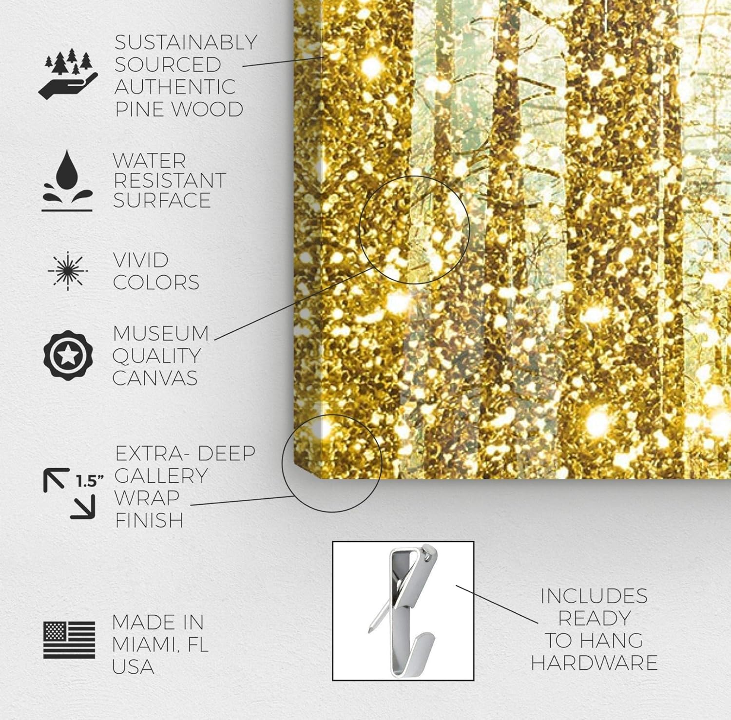 Gold and White Framed Landscape Canvas Print, 24" x 36"