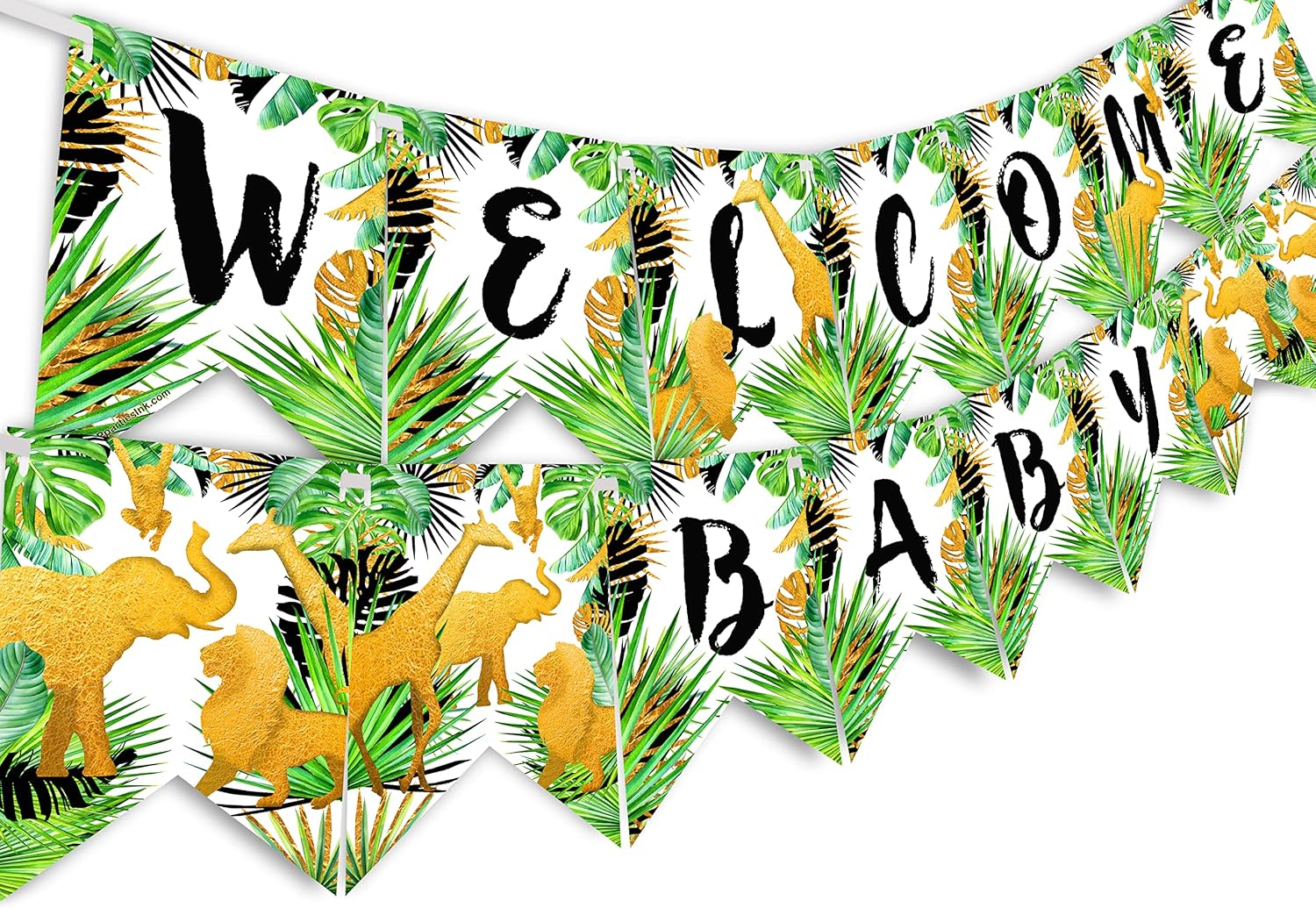 Golden Safari Baby Banner Pennant Safari Baby