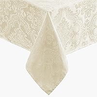 Elrene Caiden Elegance Damask Waterproof Stain Wrinkle Resistant Tablecloth 60x120 Ivory Oblong