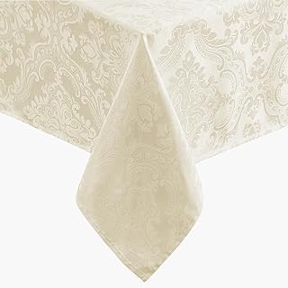 Elrene Caiden Elegance Damask Waterproof Stain Wrinkle Resistant Tablecloth 60x120 Ivory Oblong