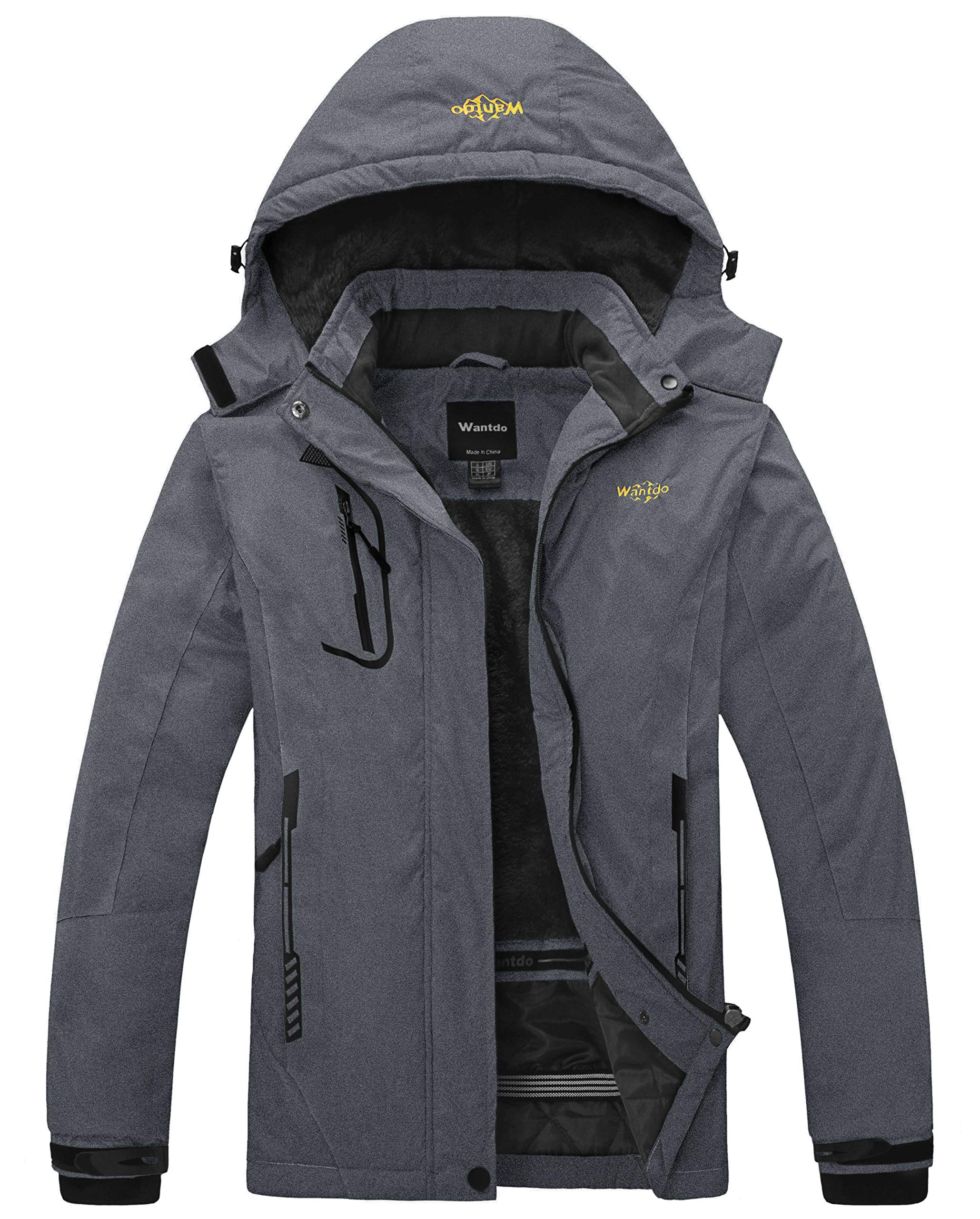Wantdo Giacca da Sci Montagna Invernale Parka da Neve Caldo con Cappuccio Cappotto da Snowboard Giubbotto da Escursionismo Impermeabile Donna