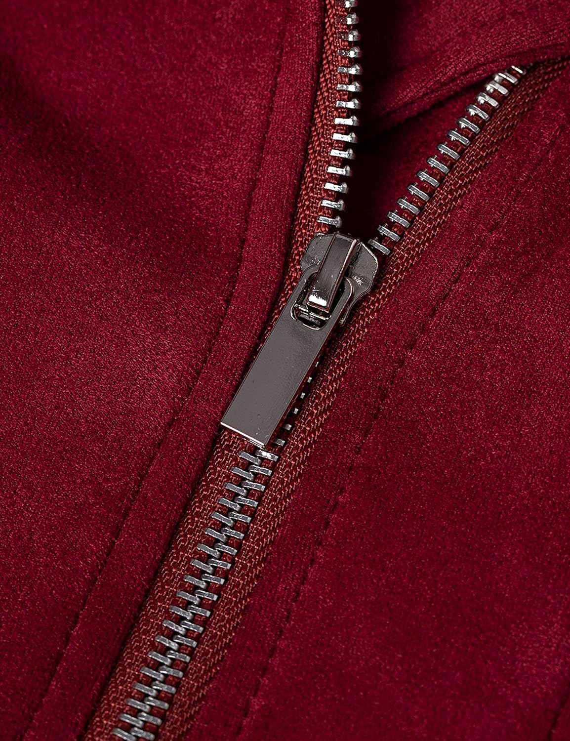 Tanming Women's Faux Leather Moto Biker Short Coat Jacket H Suede-winered Small