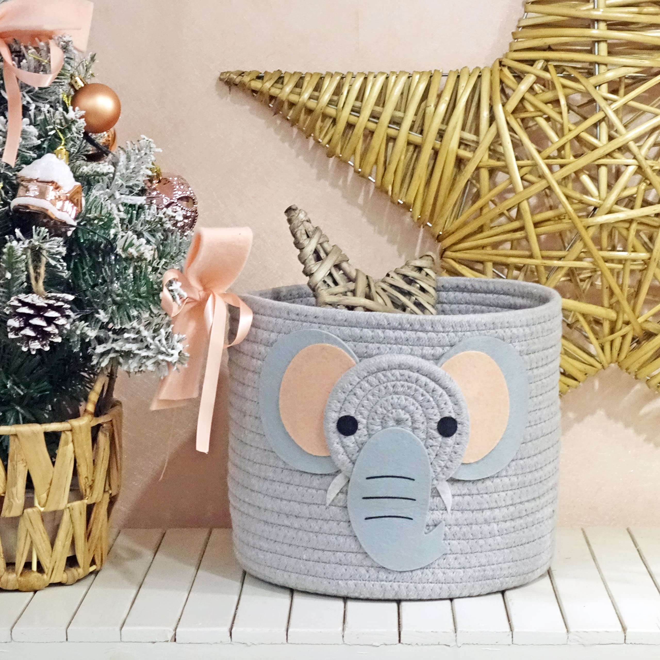 Cestas pequeñas de cuerda de algodón con diseño de safari para organizador de pañales de bebé, almacenamiento de guardería, decoración de habitación de niños, organizador de habitación 6
