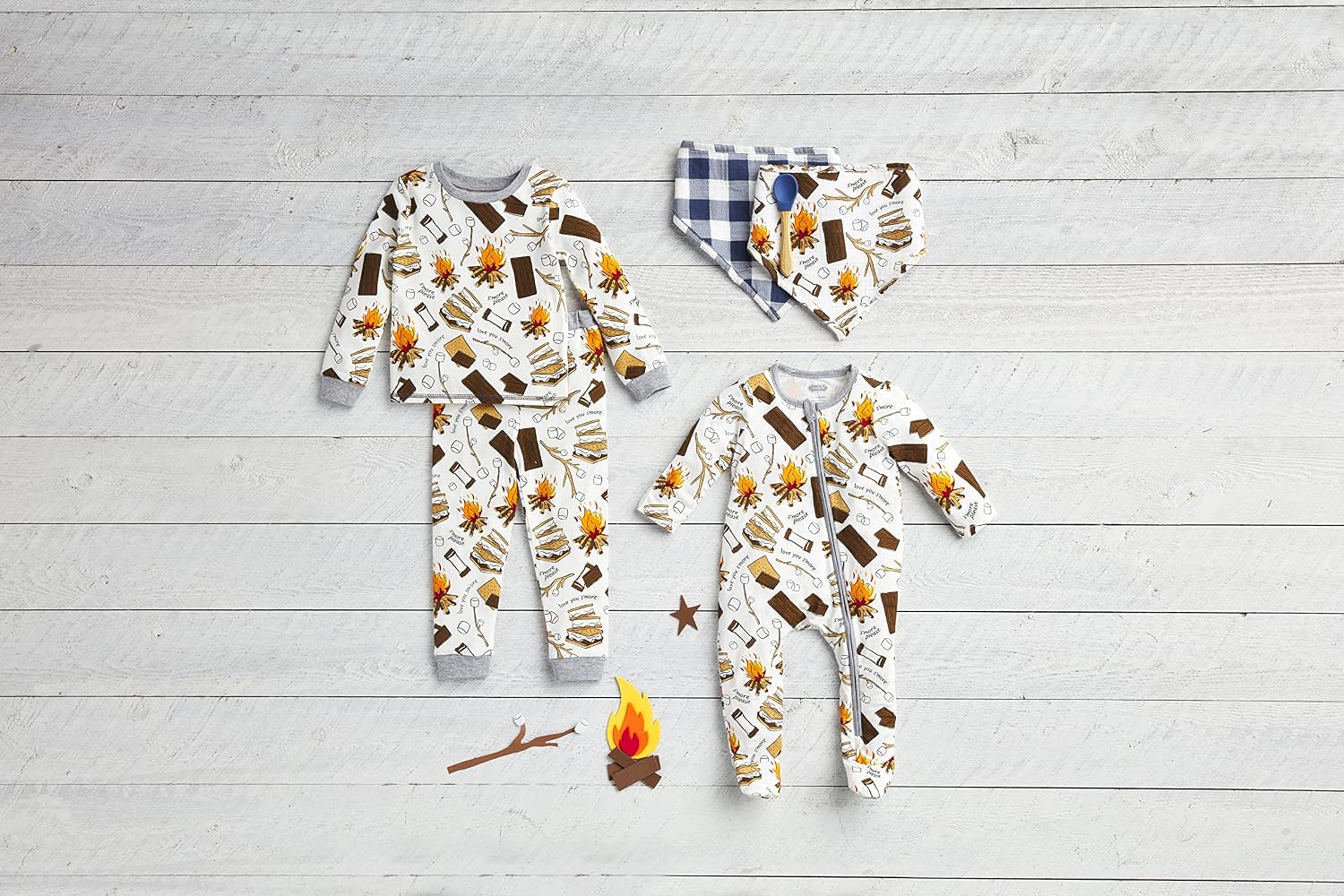 Mud Pie Baby Girls Baby Girl Bib and Silicone Spoon Set, Purple Floral and Plaid