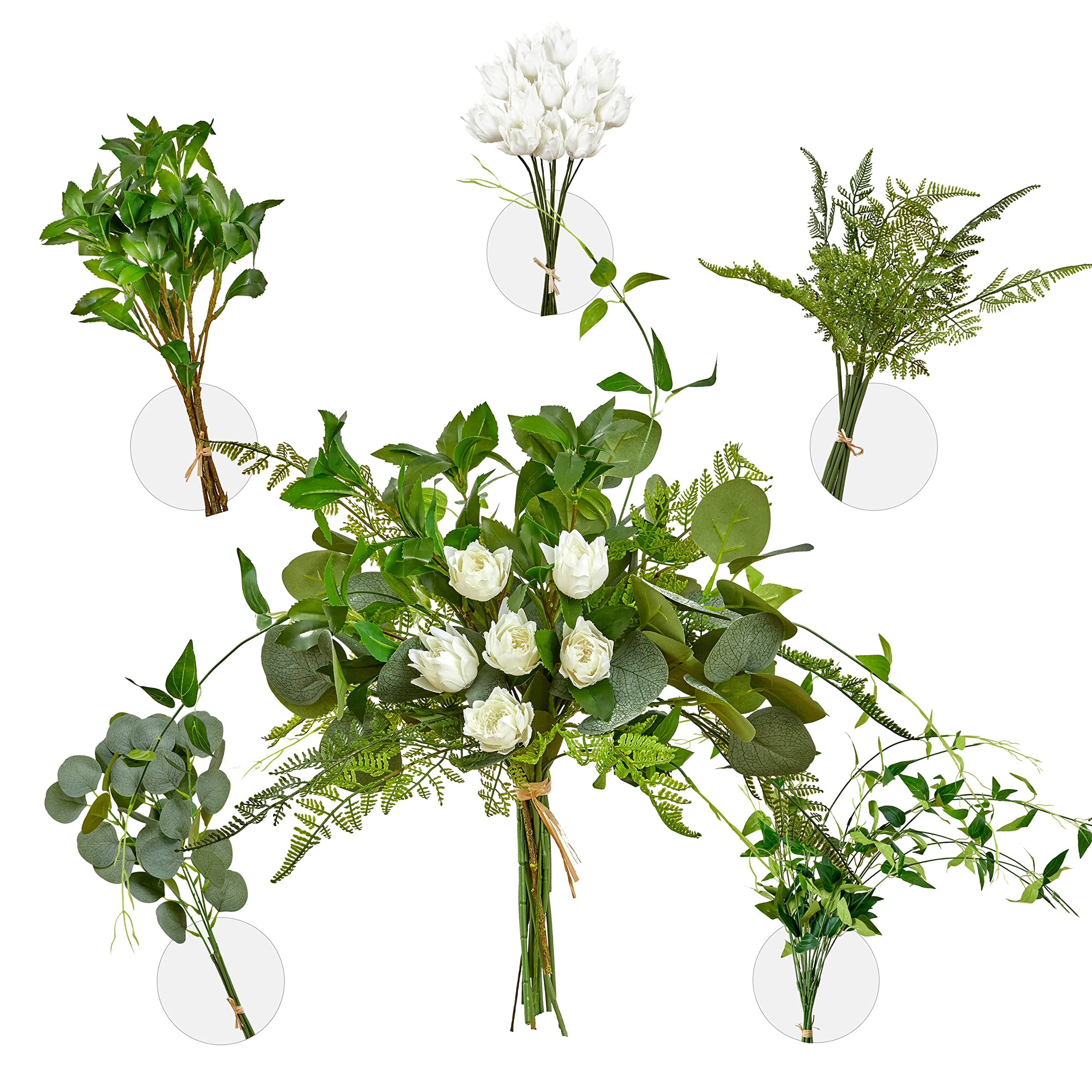 TINGE TIME Artificial Greenery Spray Box Set 32pcs, Artificial Bouquet