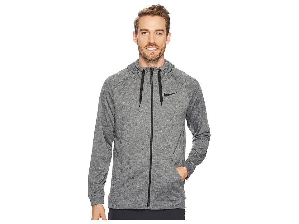

Nike Dry Training Full-Zip Hoodie (Charcoal Heather/Black/Black) Men's Fleece, Gray