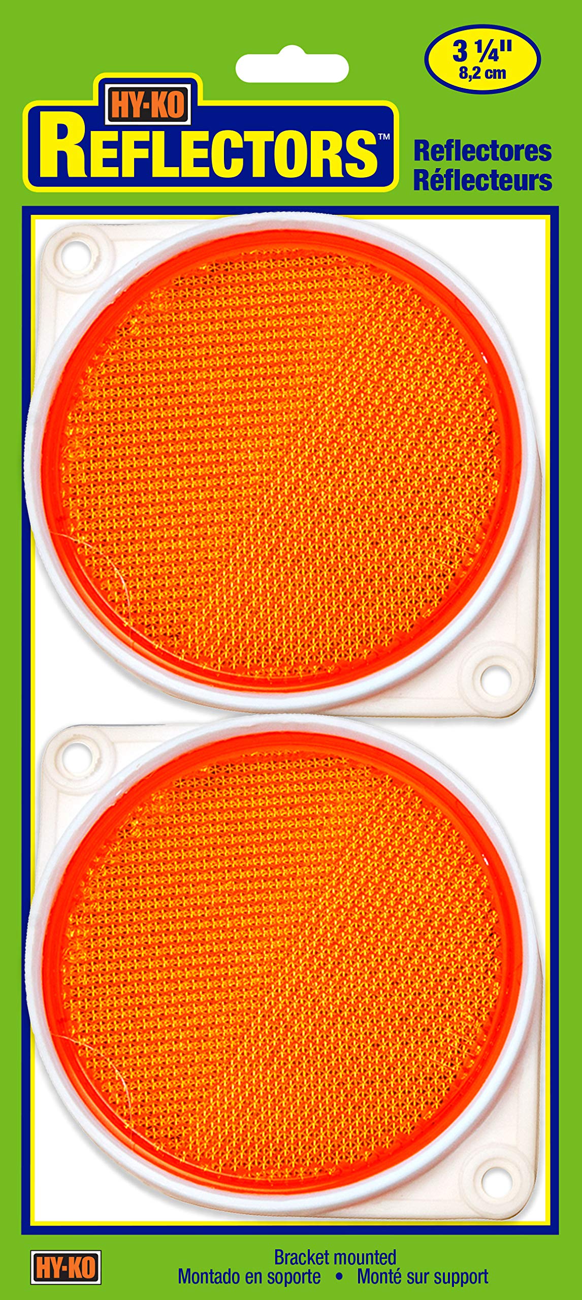 Hy-Ko Products CDRF-3A BRACKETED NAIL-ON Reflector 2 PK, Amber, 3.25 IN