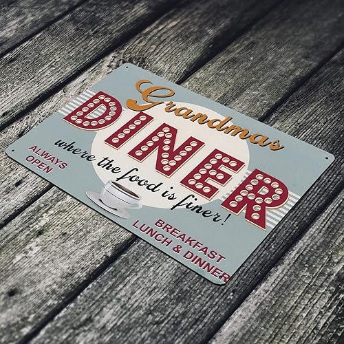Miniatura 4 de Grandmas Diner Where the Food is Finer - Letrero de metal único para el hogar, decoración de pared de cocina, restaurantes o comedores, 8 x 12