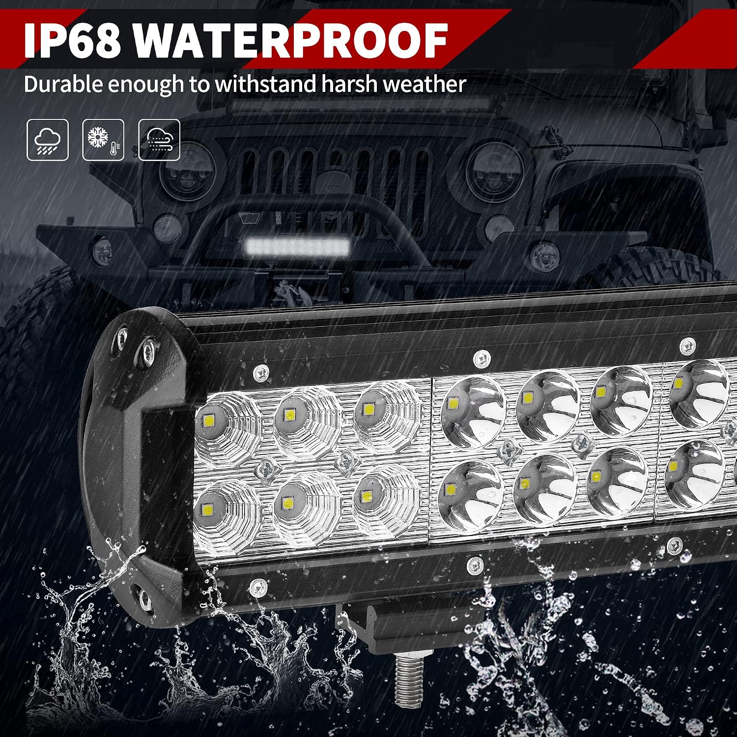 YITAMOTOR 12inch 72W LED Work Light Bar, Waterproof for Jeep ATV AWD SUV 4WD 4x4 Pickup Trucks Boat