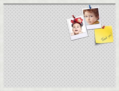 Miniatura 115 de PinPix Tablero de anuncios de corcho de 12 x 12 pulgadas. Este tablero decorativo enmarcado viene con diseño de círculos B W y un marco blanco