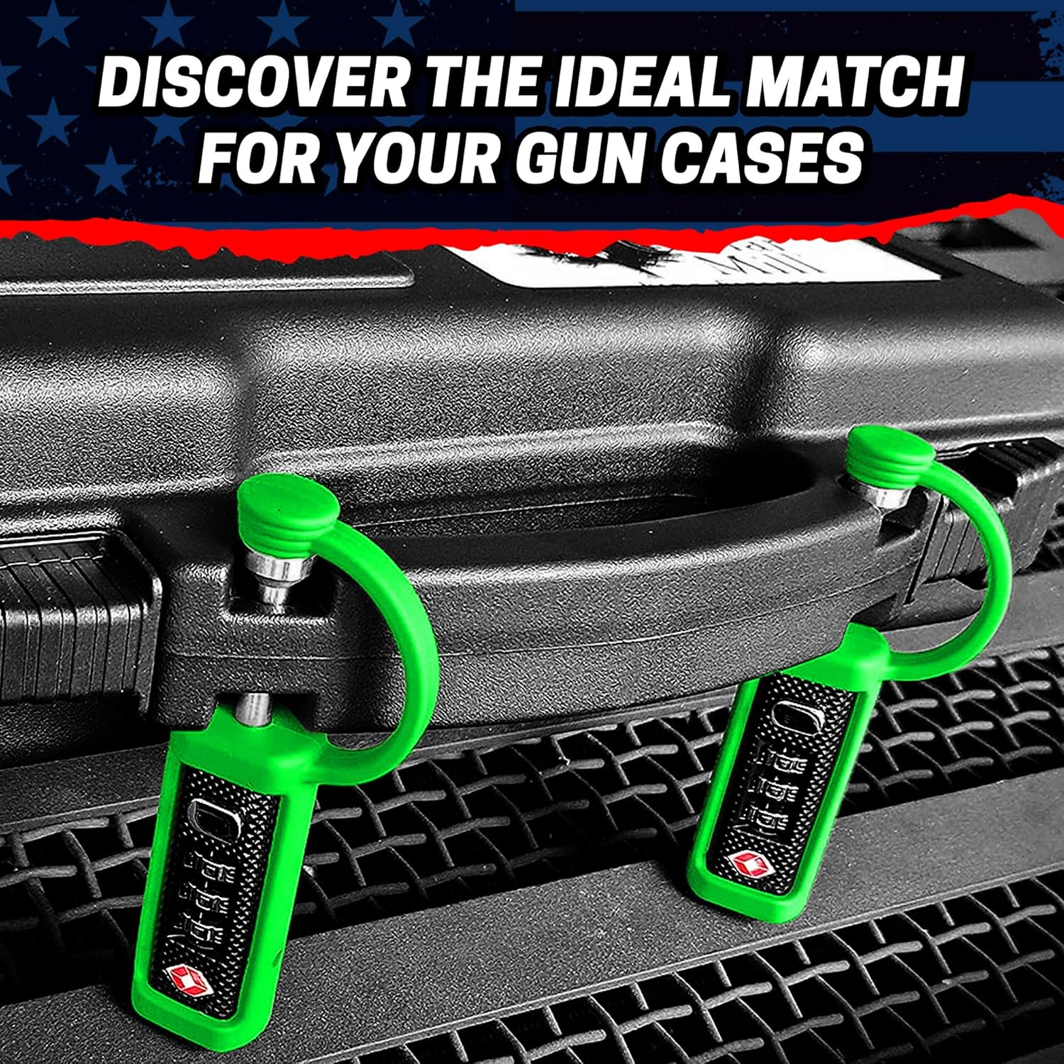 Cedar Mill Fine Firearms TSA Approved Locks for 9mm Pistol & Handgun - Secure & Stackable - Neon Green Pistol Case with Matching Locks - (Zombie-Ready)