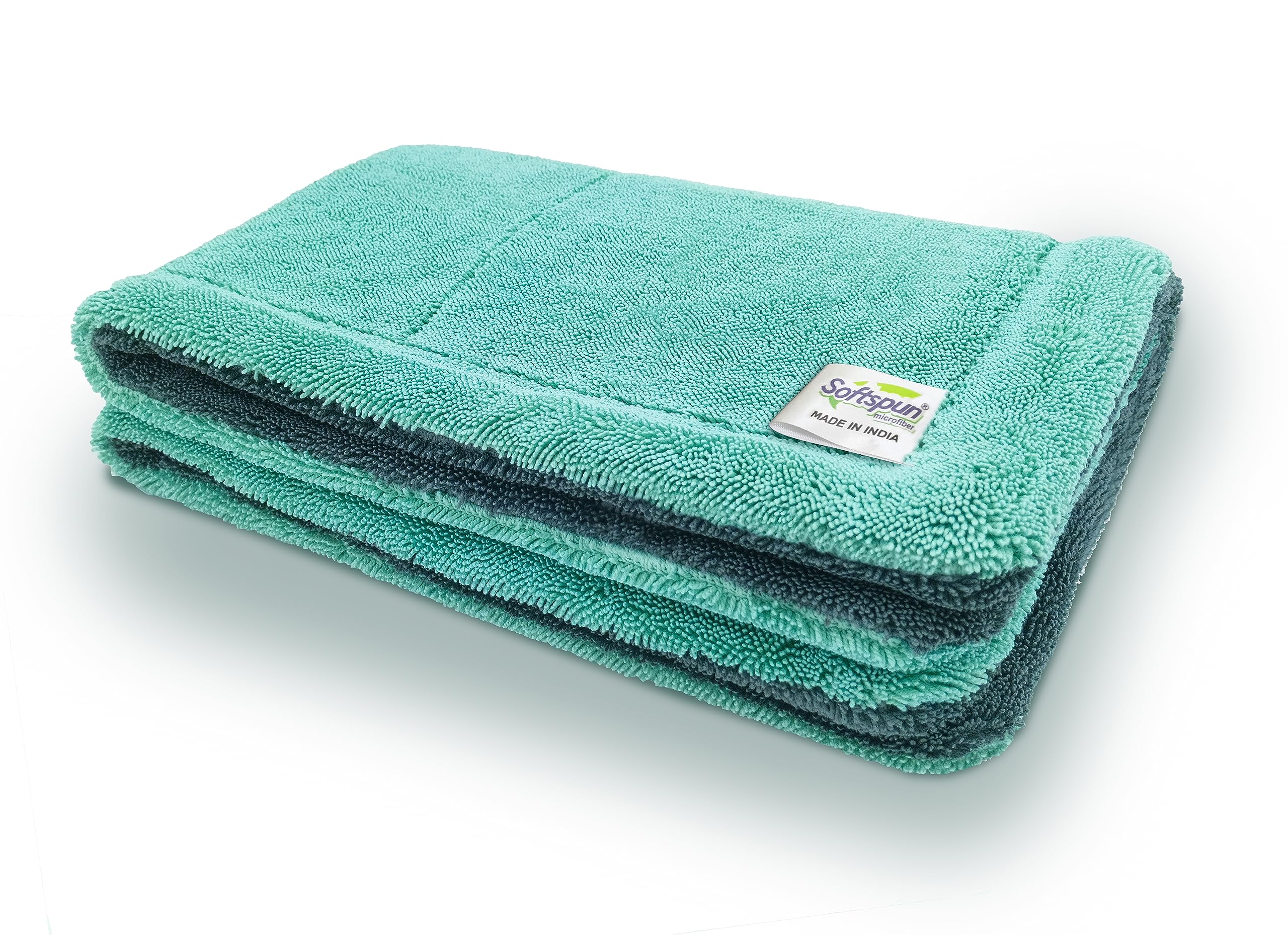 SOFTSPUN Microfiber Cloth for Home 1600 GSM 40x60 cms 1 Pcs Aqua Blue & Grey Twisted Loop Super Absorbent Towel -Highly Absorbent Lint and Streak Free Multi Purpose Wash Cloth for Kitchen.…-image-31