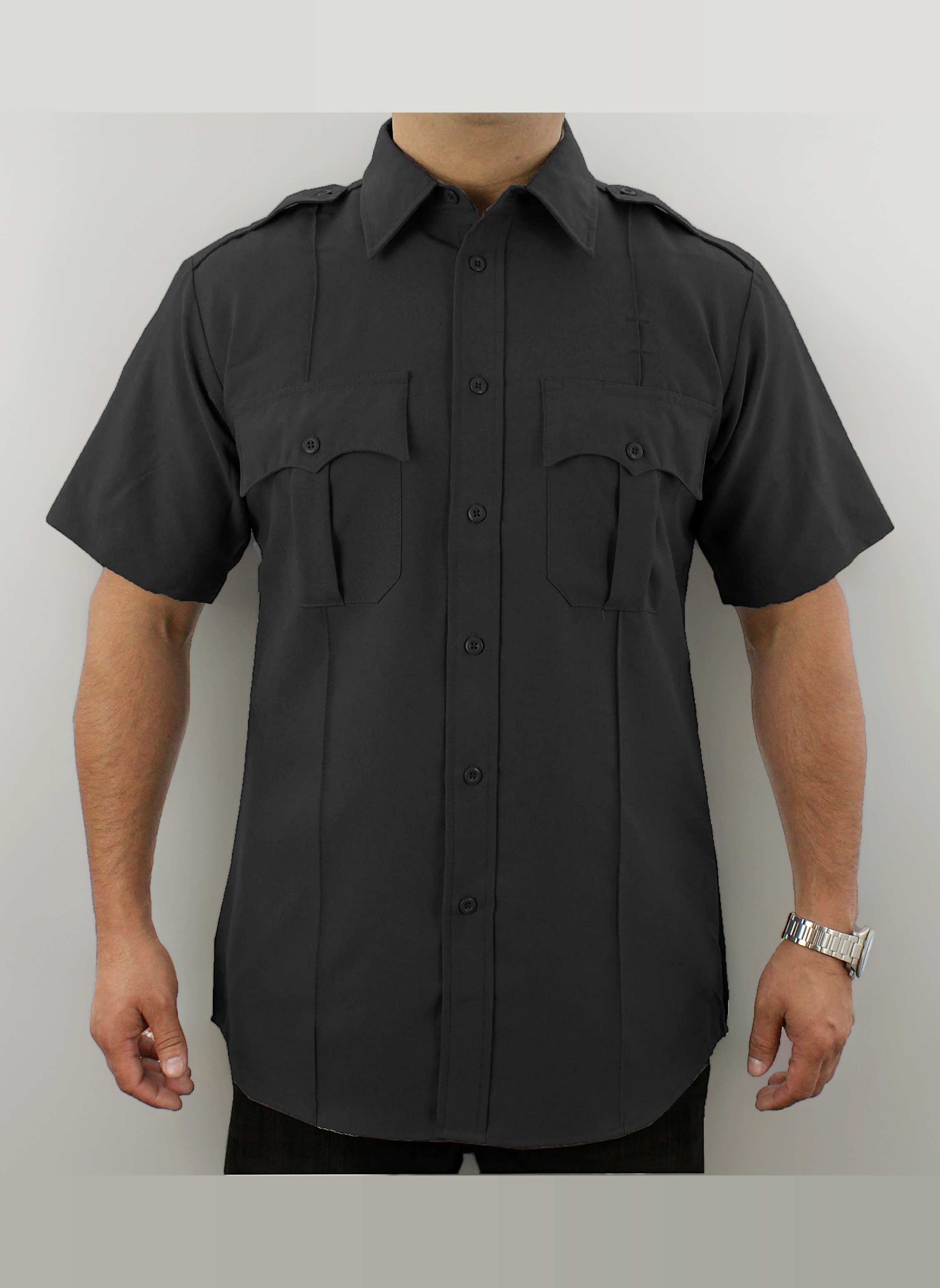First Class 100% Polyester Short-Sleeve Men's Uniform Shirt Navy Blue