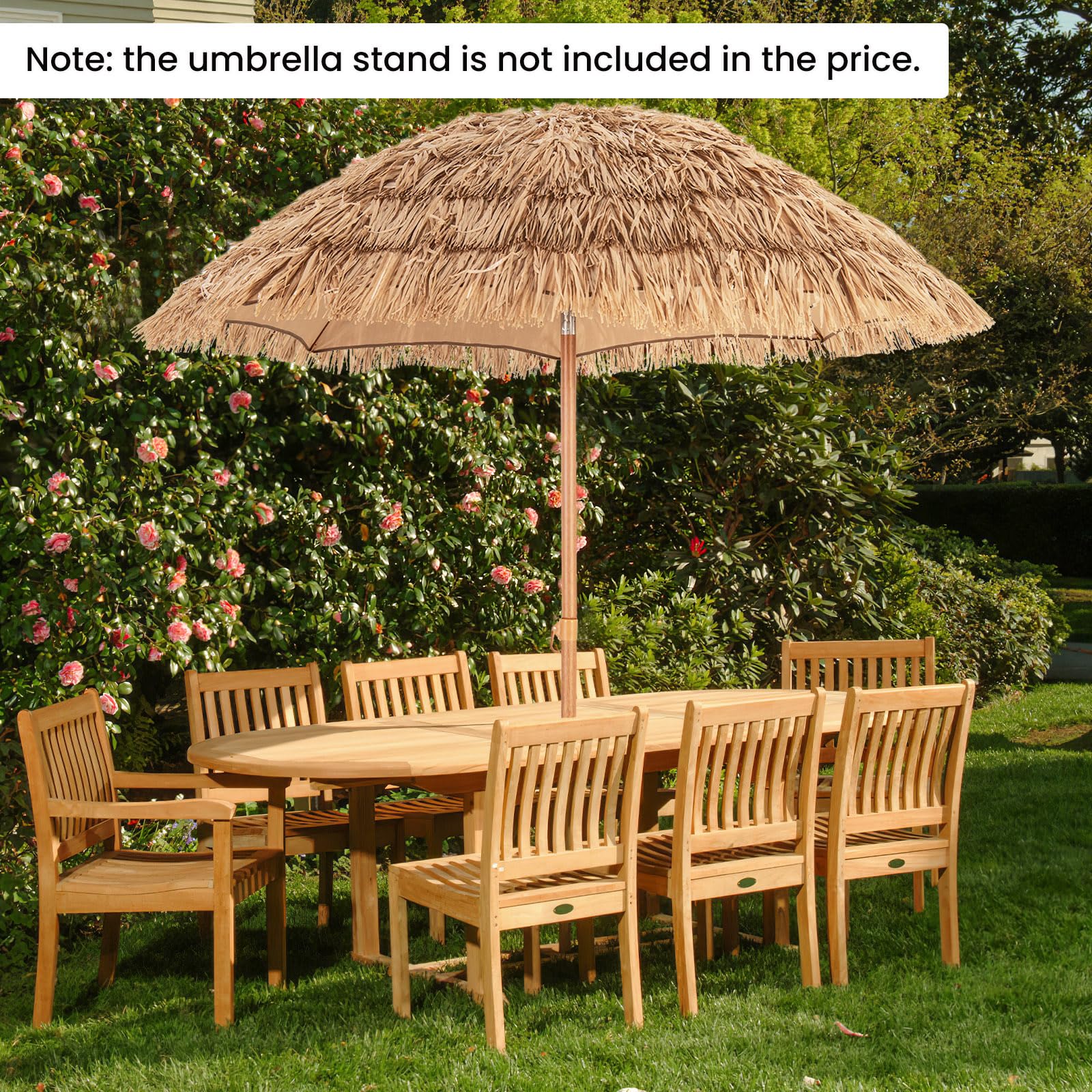 KOMFOTTEU Parasol w stylu hawajskim, wysokość 218 cm, torba do przenoszenia, składana stopa