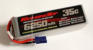 RoaringTop LiPo Battery Pack 35C 6250mAh 6S 22.2V with EC5 Plug for RC Car Boat Truck Heli Airplane