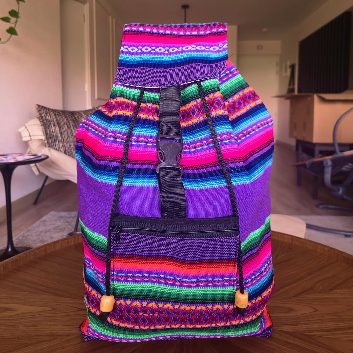 Unique Native Peruvian Bag - Ethnic Shoulder Backpack 18''x9.5''x6''