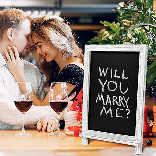 Miniatura 7 de HBCY Creations - Pizarra de madera rústica con patas para mesa, letrero de mesa estilo vintage para boda, pizarra pequeña para notas en la encimera