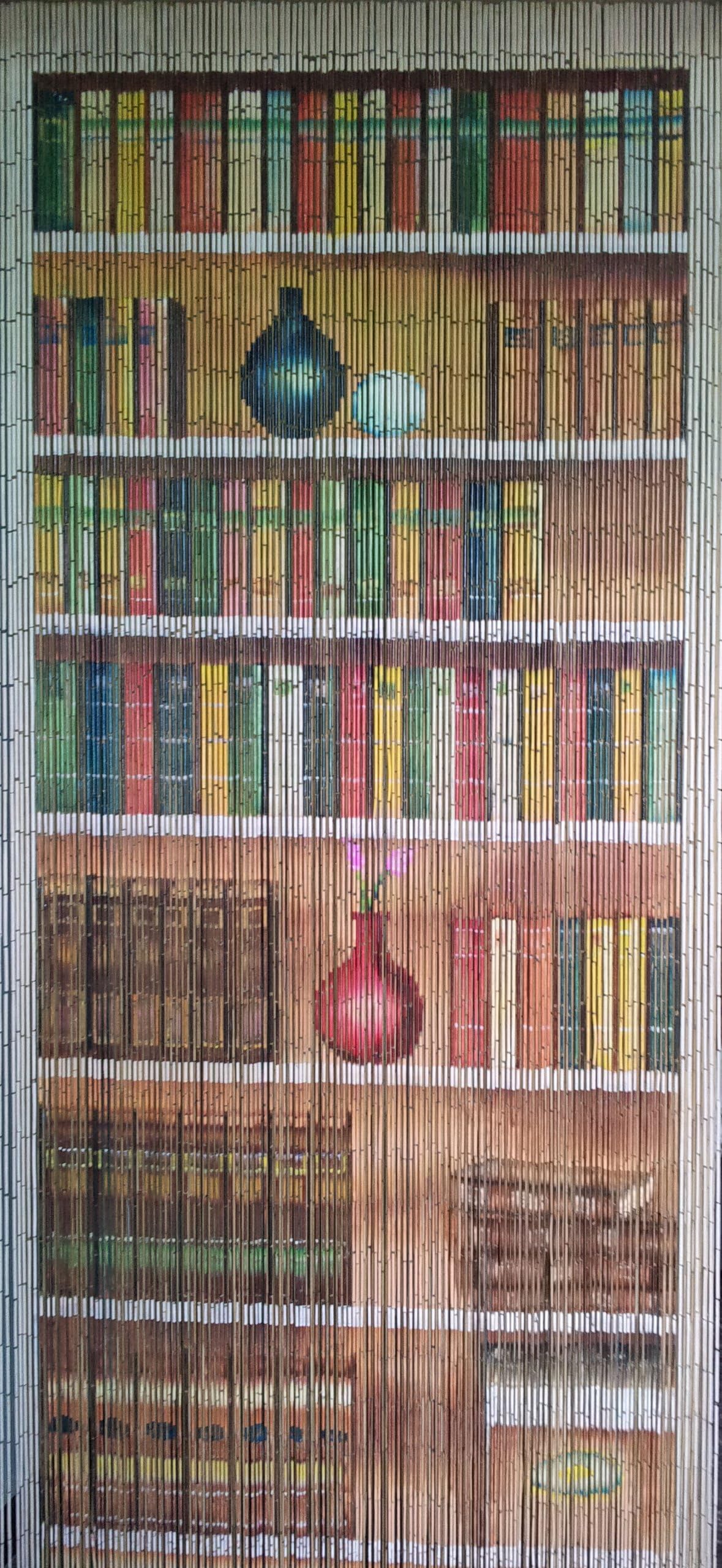 ABeadedCurtain Real 125 Strand 4000 Bamboo Beads Bookcase Beaded Curtain 38% More Strands Handmade (+Hanging Hardware)