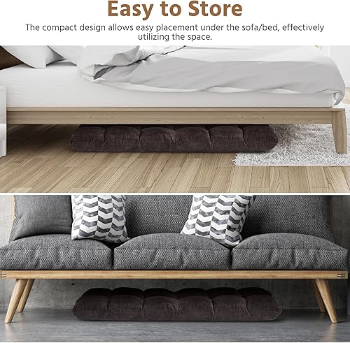 Miniatura 34 de Yaheetech Silla plegable de suelo con soporte para el respaldo, silla plegable acolchada para juegos con respaldo ajustable 14, sofá reclinable para