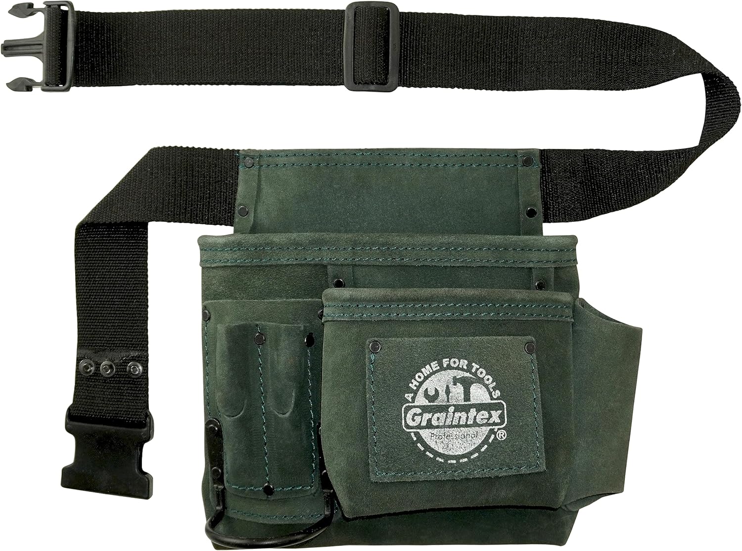 Graintex 5 Pocket Suede Leather Tool Belt/Bag | Lime Green | Multipurpose Leather Tool Belt for Women and Men | Construction, Electrician, Handymen, Carpenter, Gardening Pouch and DIY Projects