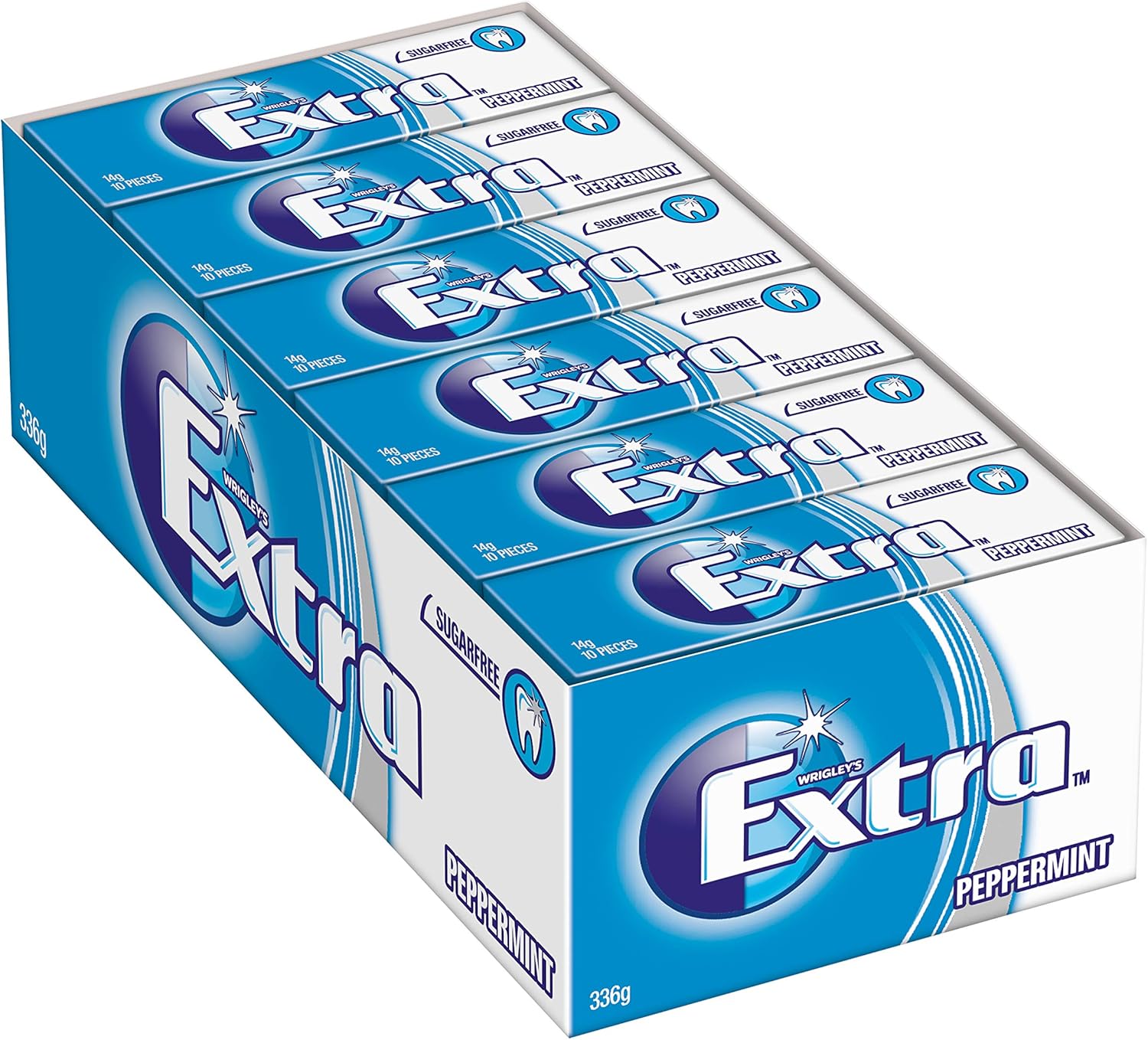 Extra Peppermint, Sugar Free Chewing Gum Pellets, 24 Packets With 10 Pieces