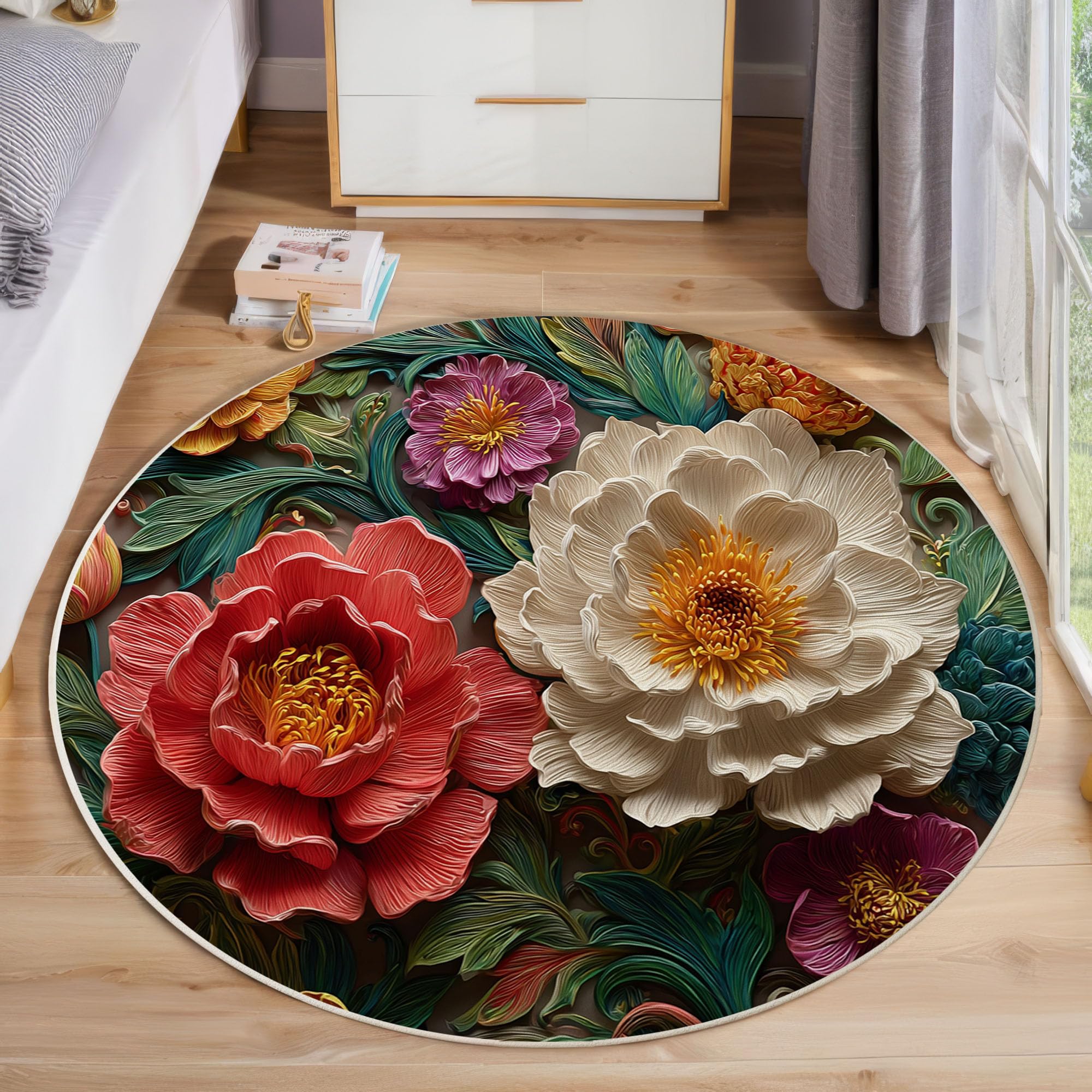 Plantes de luxe moquette vert foncé 120 cm avec relief feuille de pivoine