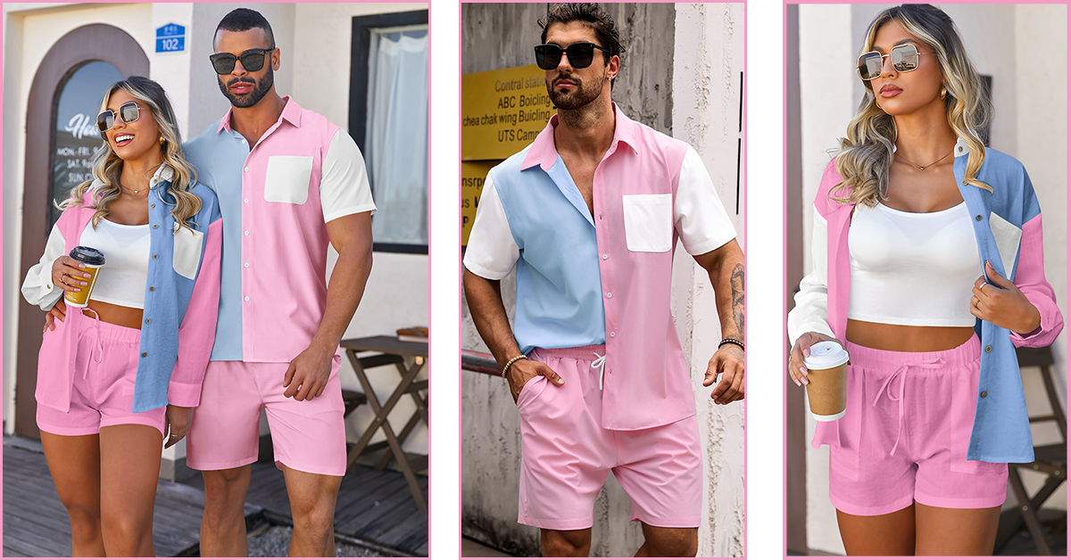 Amazon.com: LecGee Men's 2 Pieces Shirt Sets Short Sleeve Casual