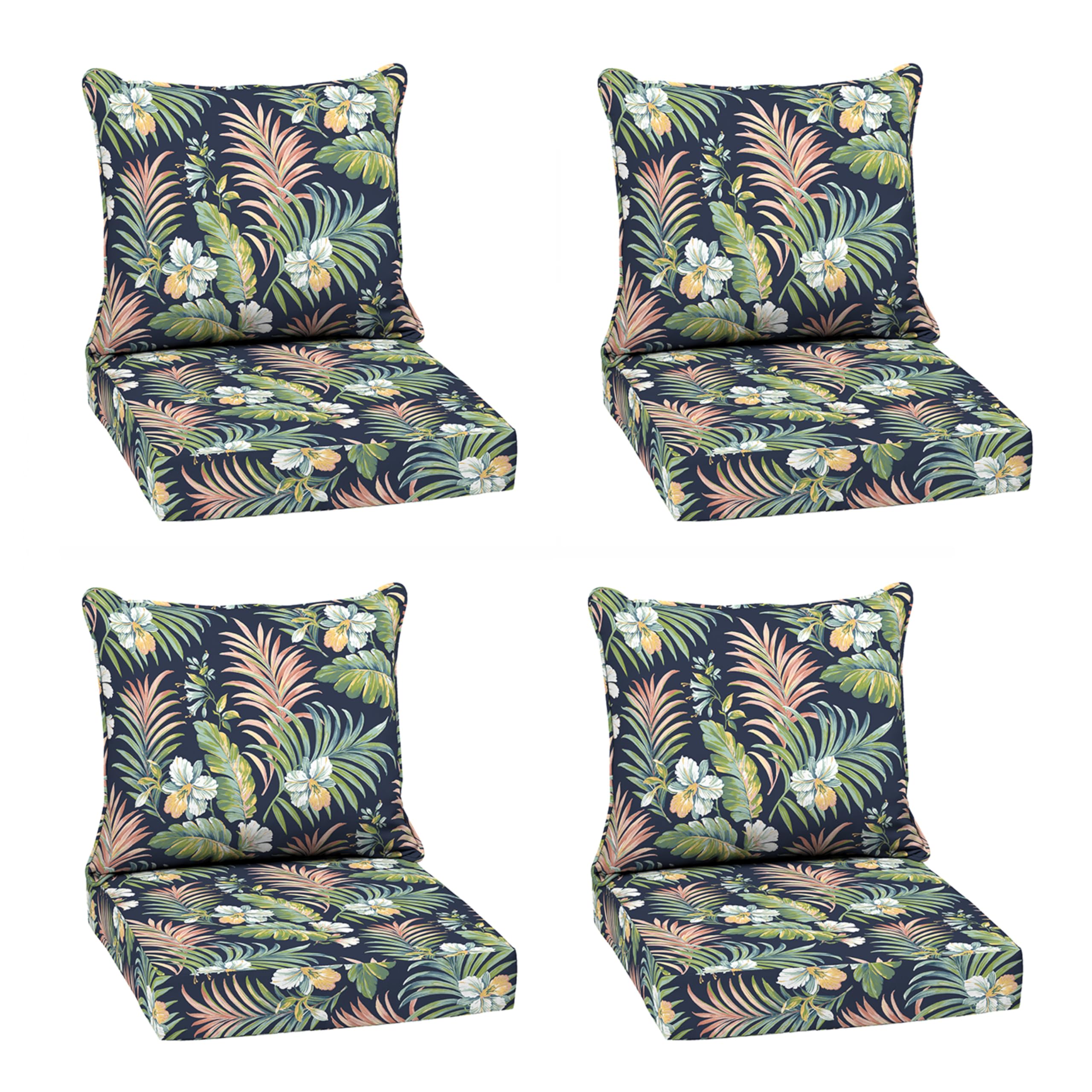 Arden Outdoor Deep Seat Cushion Set, 4-Pack, 22x24, Blue Tropical | Sofa, Couch, Conversation Set, Weather-Proof, Rain-Proof, Fade Resistant for Chair, Mold and Mildew Resistant-image-11