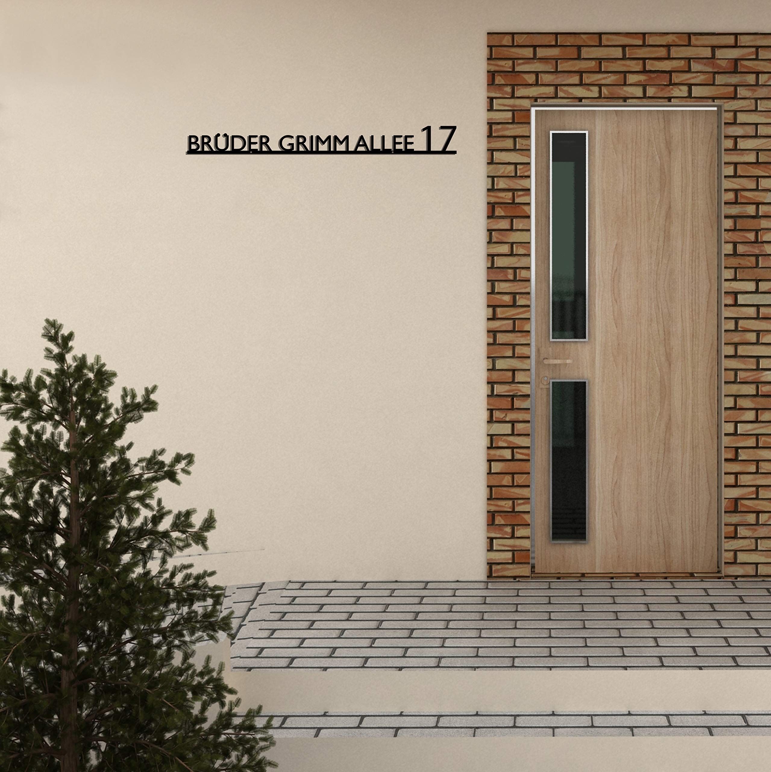 Steelmonks Buddel-Bini - Placa para número de casa (55 cm, metal), color plateado