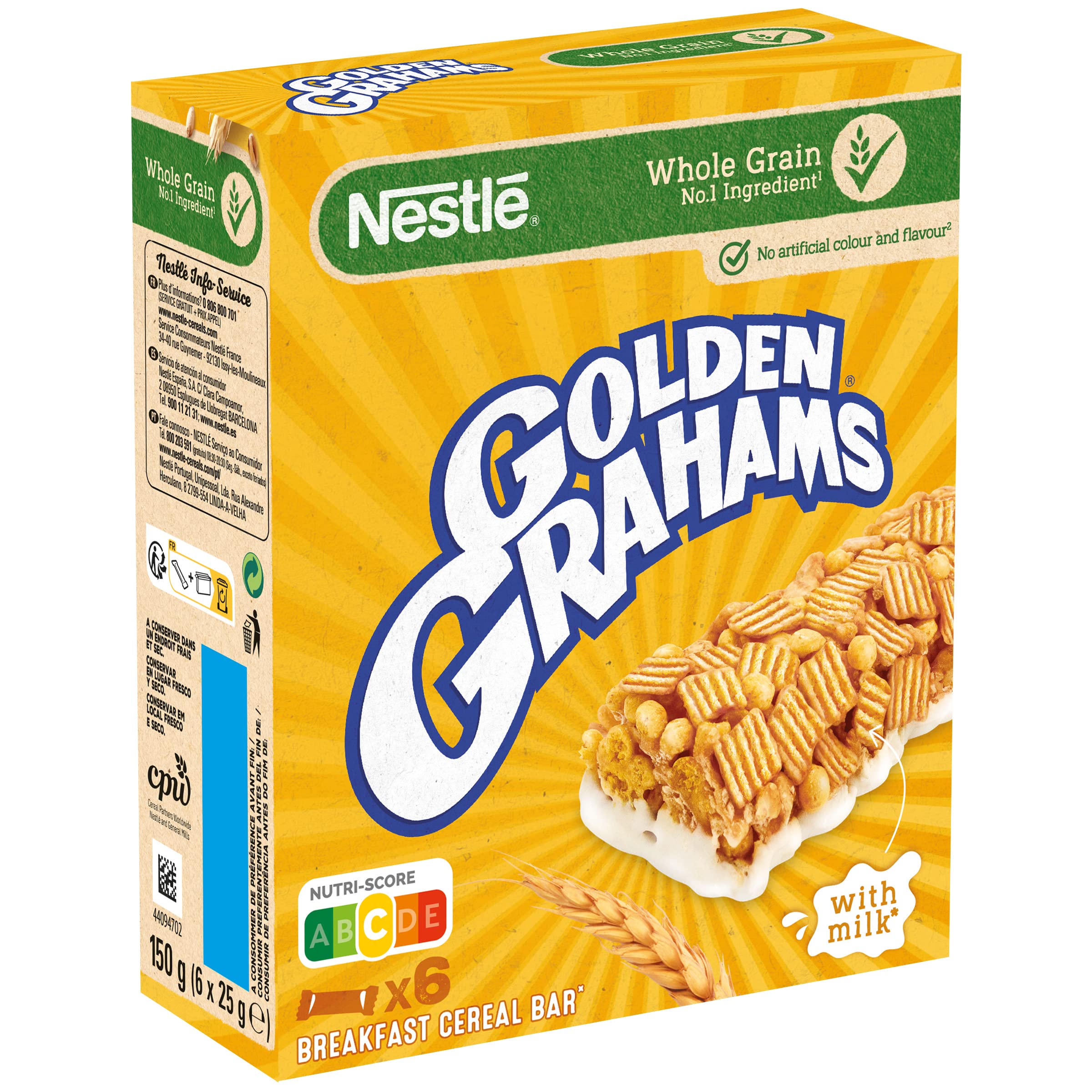 Cereales Nestlé Barritas Nestlé Golden Grahams - 8 paquetes de 6 barritas, Total: 48 barritas