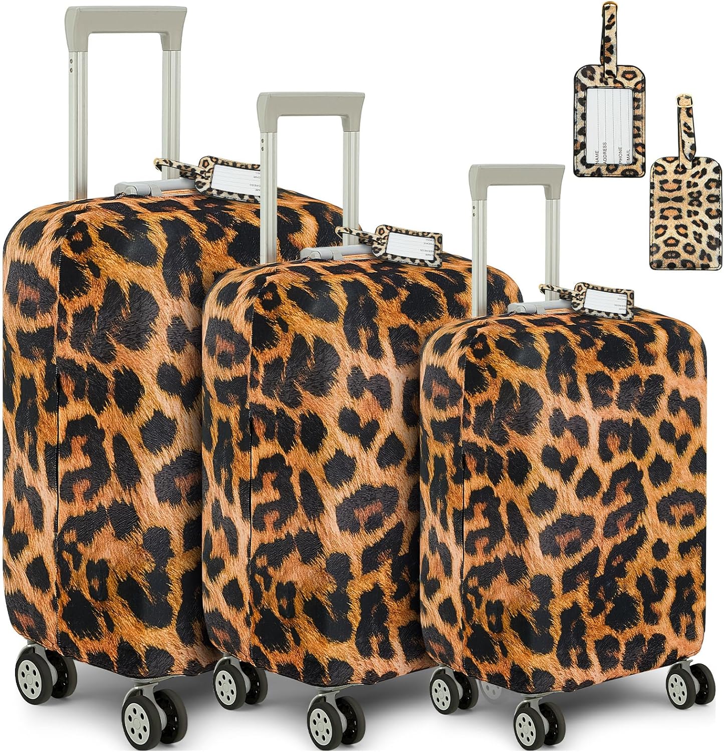 Aliceset 3 Pieces Leopard Luggage Covers 20/24/ 28 Inch