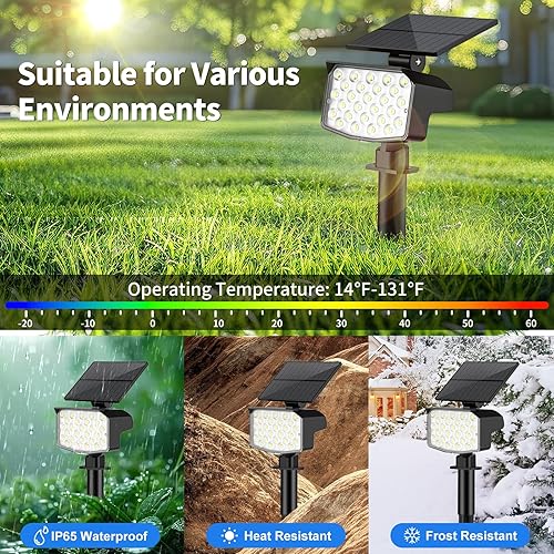 Miniatura 4 de Focos solares para exteriores, impermeables, ajustables, con energía solar, para patio, 3 modos de iluminación prolongados, focos para camino,