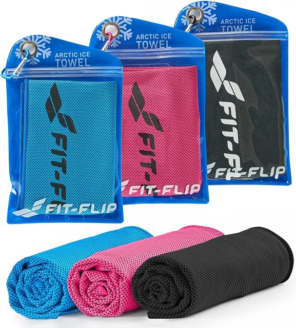 Zestaw 3 ręczników chłodzących  ręcznik chłodzący z mikrofibry, ręcznik sportowy z mikrofibry, Airflip cooling towel  Kolor: niebiesko-ciemnoniebieski, czarny, różowy, Rozmiar: 100x30cm
