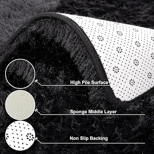 Miniatura 8 de Foxmas Alfombras grandes para sala de estar y dormitorio, de 6 x 9 pies, mullidas y peludas para habitación de niños, alfombra peluda de felpa para