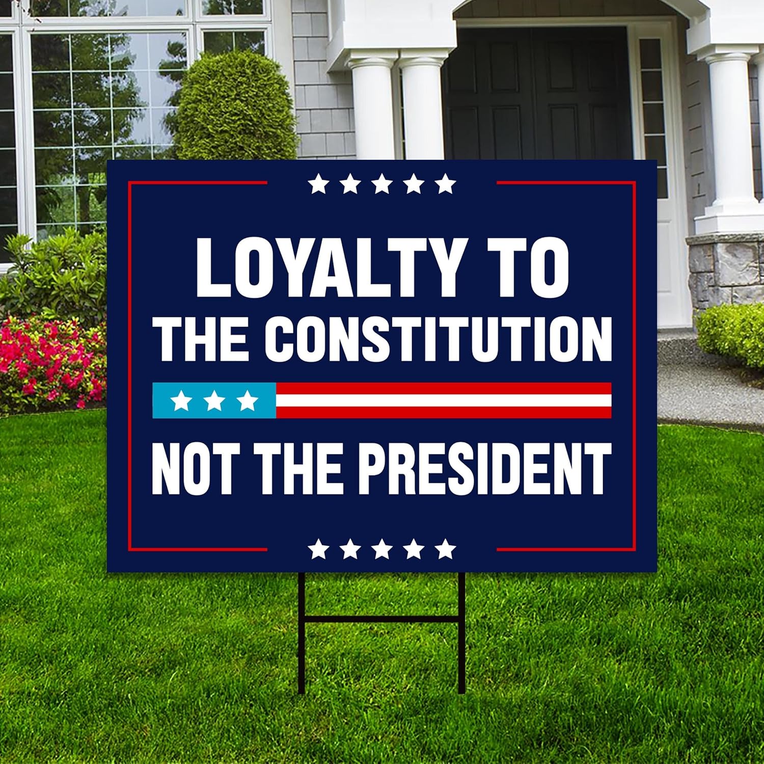 Loyalty to Constitution Yard Sign - Resist Hate Lawn Sign, Anti-Trump Sign, Resist Racism, Resist Fascism Yard Sign with Metal H-Stake (Multicolor, 24" x 18", Double Sided)