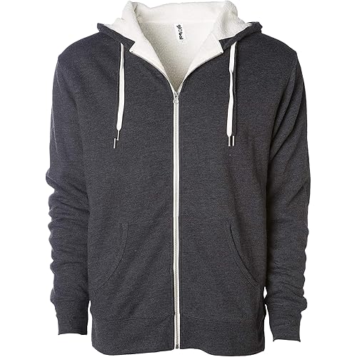 Global Blank Heavyweight Sherpa-Lined Sweatshirts for Men and Women, Zip-Up Hoodie
