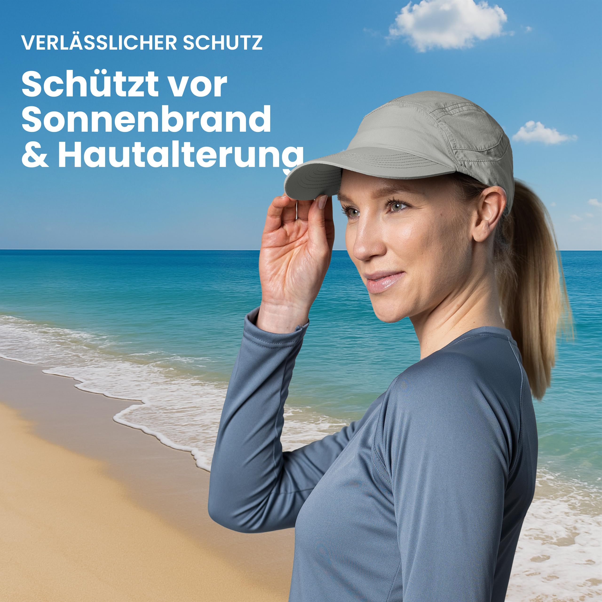 iQ-UV Erwachsenen UV-Schutz Kappe - Unisex - 55-61cm - Atmungsaktive Frauen & Herren Cap für Sommer - Laufkappe, Sonnencap - Basecap Herren für Sommer ideal für Outdoor-Aktivitäten