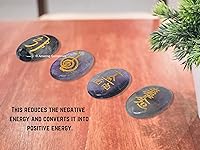 Vista 5 de Amazing Gemstone Piedras de Reiki de cristal de amatista con símbolos grabados para curación Usui Reiki, juego de 4 piezas