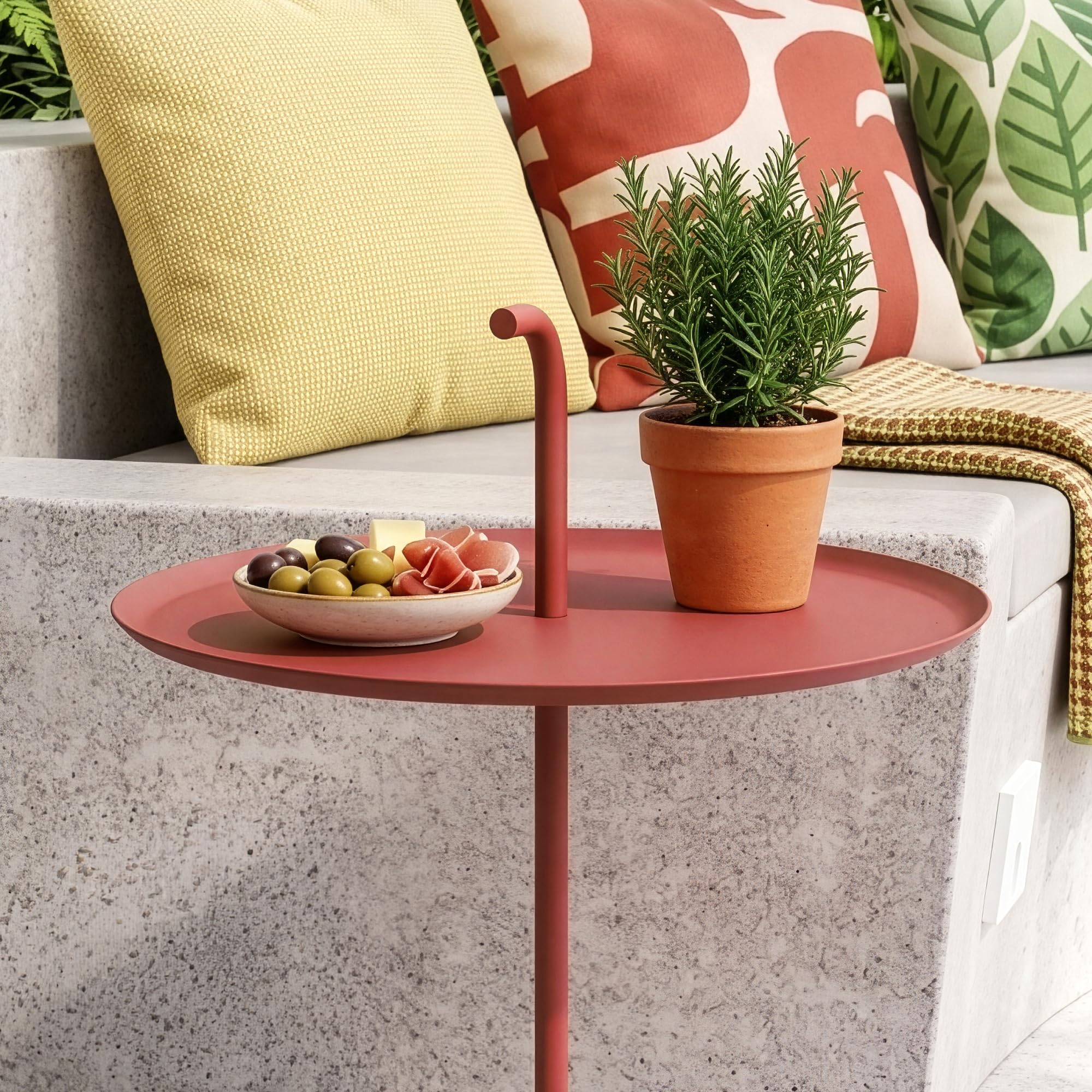 casa.pro Table d'Appoint de Jardin Calimera 56,5 x 38 cm Acier Terre Cuite
