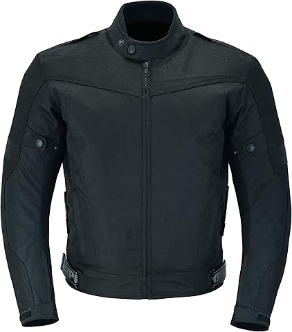 Texpeed Chaqueta moto hombre 4 estaciones con protecciones - Impermeable de motociclista con armadura CE (EN 1621-1) - Verano/invierno - Negro - L